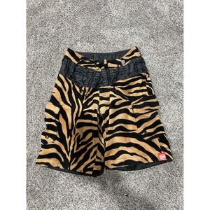 Maui Built Tiger Print Fleece Board Shorts Mens 24 Brown Black Skull Cargo Surf